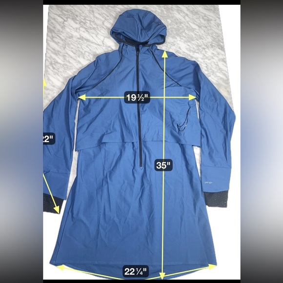 Nike Swimsuit Victory UPF 40 Full-Coverage Blue Tunic Dress Cover-up sz L $240 - Picture 4 of 7